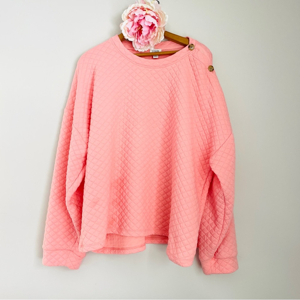 J. Crew Quilted Peach Sweatshirt Button Neckline 3X Plus